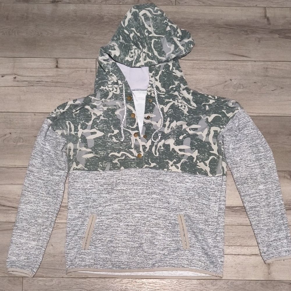 Camouflage and Gray Hoodie